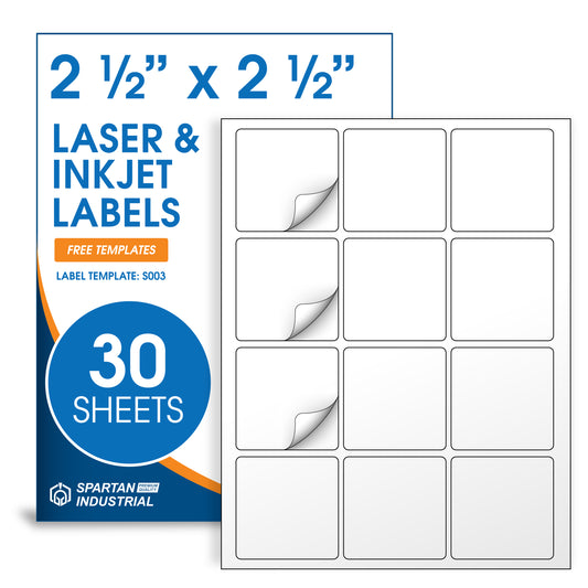 2 1/2" x 2 1/2" Square Laser & Inkjet Labels | S003